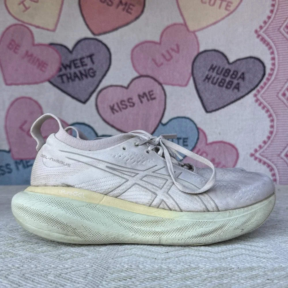 Size 8.5 - Asics Gel Nimbus 25 Womens Running‎ Shoes 1012B356 White Sneakers